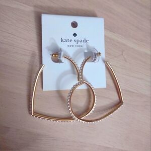 Kate Spade Valentine Heart Pearl Gold Hoop Earrings y2k